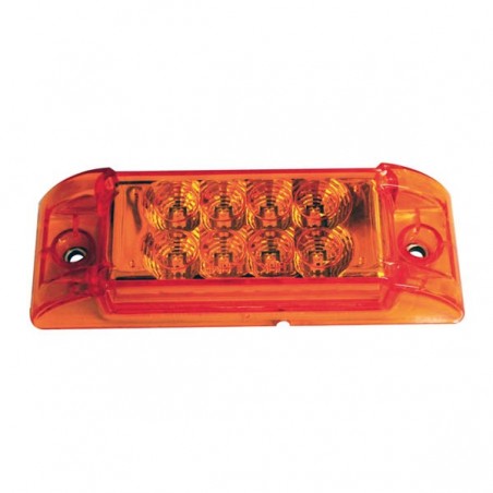 8 LED SEALED RECTANGULAR LAMP, OPTICS LENS WITH REFLEX, AMBER LIGHT.