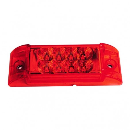 8 LED SEALED RECTANGULAR LAMP, OPTICS LENS WITH REFLEX, RED LIGHT.