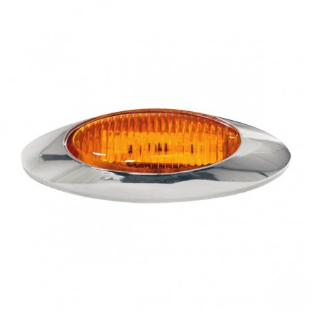 4 LED LAMP CHROME BEZEL LAMP, RED LIGHT, 12/24 VOLT.