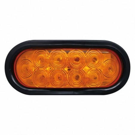 10 LED OVAL SEALED LAMP, WITH GROMMET, AMBER LIGHT, 12/24 VOLT.