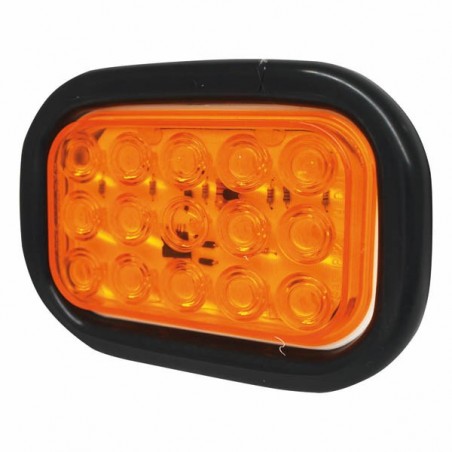 RECTANGULAR LAMP 15 LED WITH GROMMET, AMBER LIGHT, 12/24 VOLT.